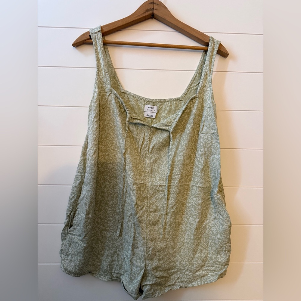 RVCA Light Green Patterned Jumpsuit